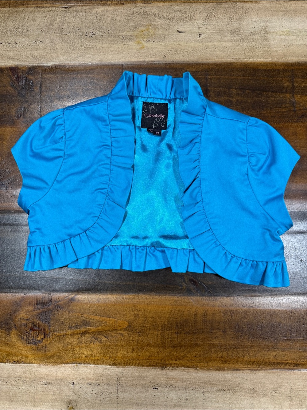 My Michelle Turquoise Ruffle Cardigan